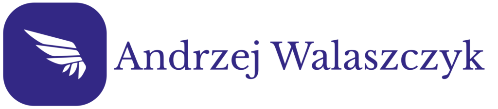 Wizualizacja logo strony , skrzydło na granatowym tle