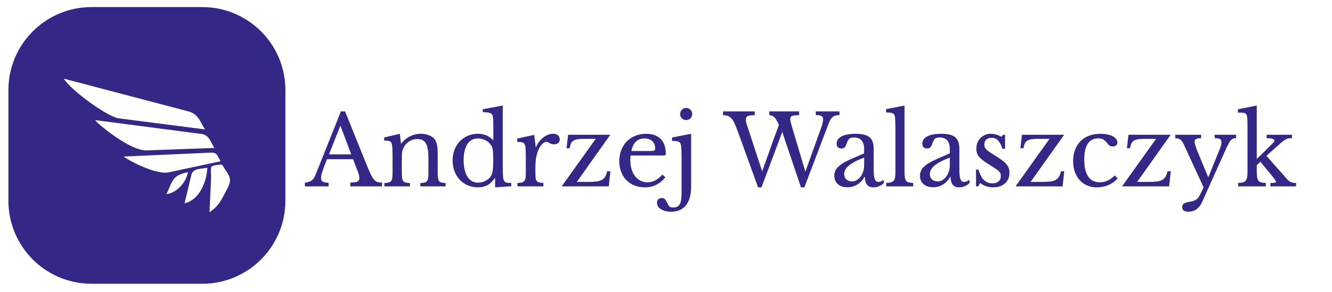Wizualizacja logo strony , skrzydło na granatowym tle